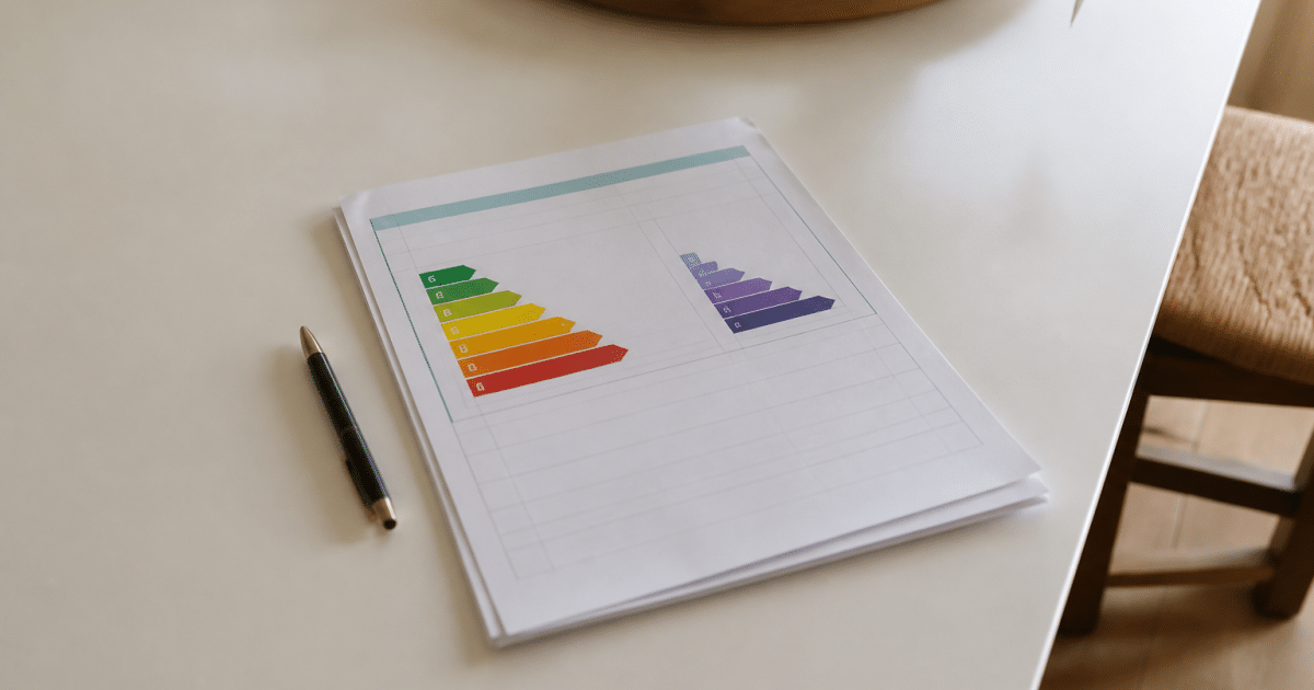 Document officiel DPE posé sur table blanche avec dates visibles