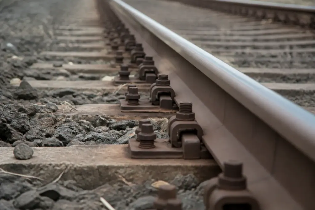Rails et chevilles metalliques alignes regulierement